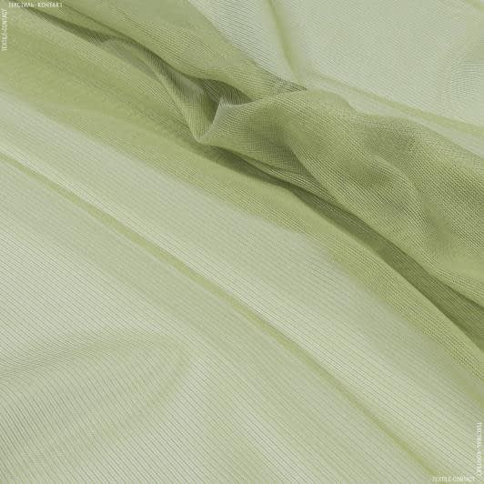 Тканини гардинні тканини - Тюль сітка блиск Анкара колір ківі з обважнювачем