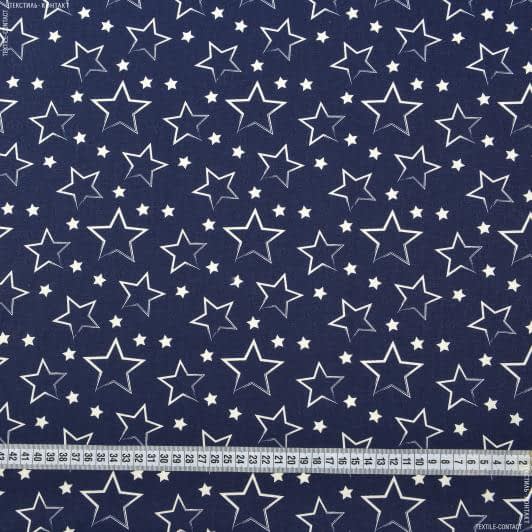 Тканини для декоративних подушок - Екокотон зірочки т.синій