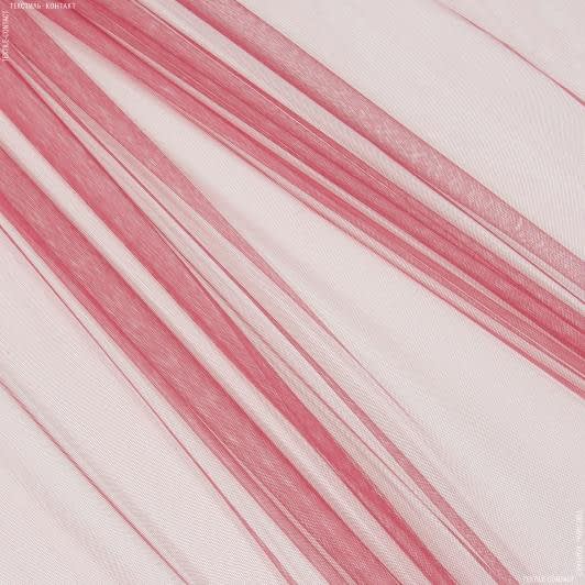 Ткани гардинные ткани - Тюль сетка  мини Грек цвет брусника