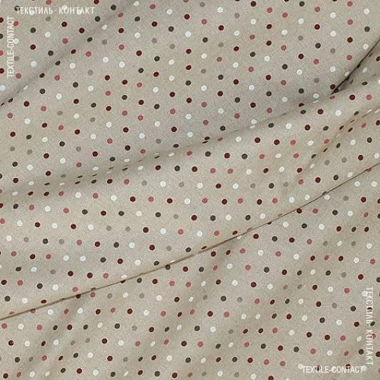 Тканини бавовняні сумішеві - Декоративна тканина Елоіс горох бордовий, рожевий