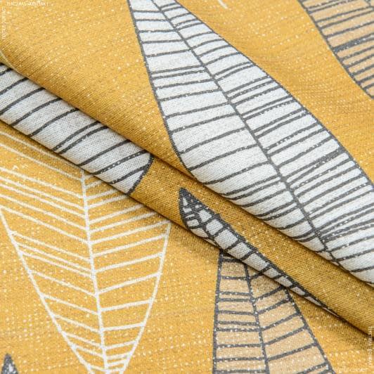 Тканини для штор - Декоративна тканина Листя /YADIR Digital Print ст. золото