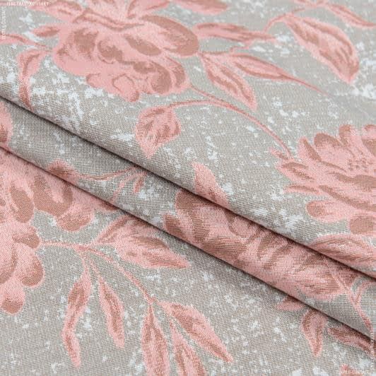 Тканини портьєрні тканини - Декоративна тканина Адіра /ADIRA квіти коралові