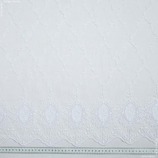 Тканини весільна тканина - Тюль вишивка РомантІк біло-молочний