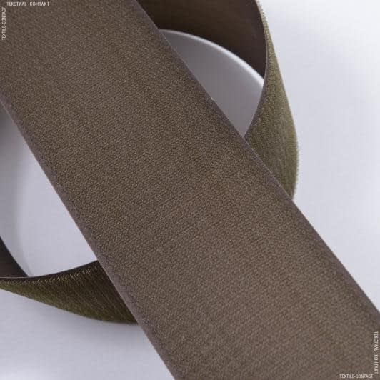 Тканини фурнітура і аксесуари для одягу - Липучка Велкро пришивна жорстка частина коричнево-зелена 80мм/25м