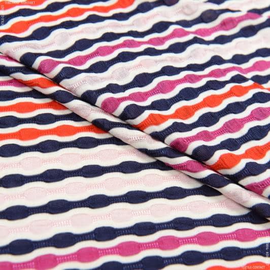 Тканини для блузок - Трикотаж Equipe des фукро ланцюжок біло-синьо-помаранчевий