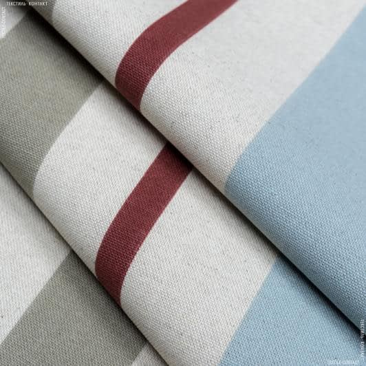 Тканини портьєрні тканини - Декоративна тканина Медічі смужка кольори сіро-блакитний, бордо, оливка, чорний