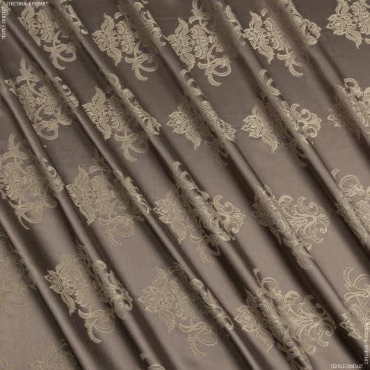 Ткани портьерные ткани - Портьерная ткань Респект вензель цвет какао