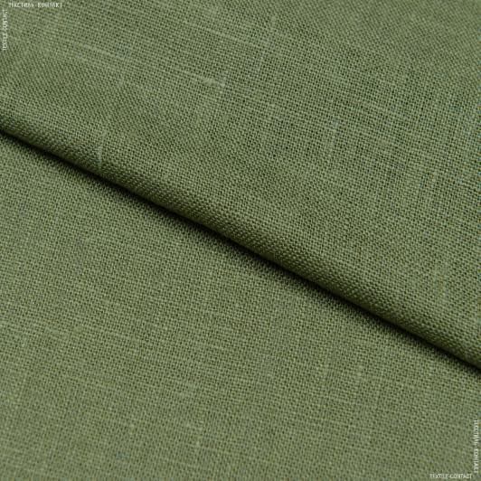 Ткани для костюмов - Лен костюмный умягченный оливковый