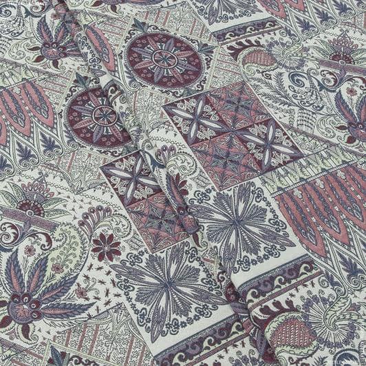 Ткани этно ткани - Декоративная ткань Тунис бордовый, темно серый