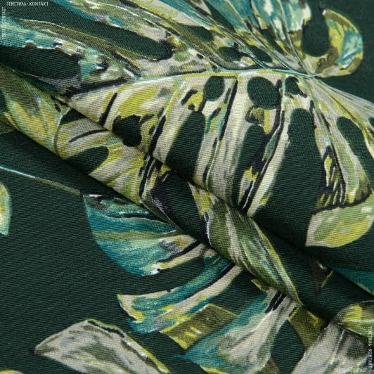 Ткани для портьер - Декоративная ткань лонета Албус / ALBUS монстера, зеленый