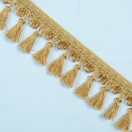 Тканини фурнітура для декора - Бахрома Солар китиця, т. золото 6.5см