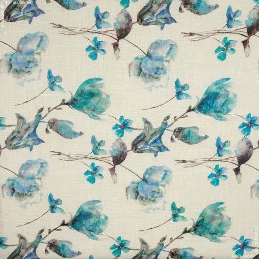 Ткани для экстерьера - Декоративный  джут кайнари/kinari  цветы голубой 280см