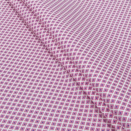 Тканини для блузок - Батист віскозний принт ромб рожевий