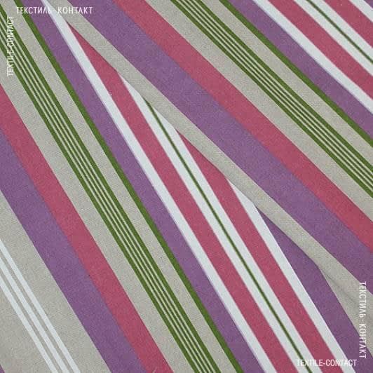 Тканини бавовняні сумішеві - Декоративна тканина Амор смуга фуксія, фіолетовий