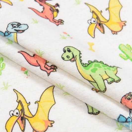 Тканини для сорочок і піжам - Фланель дитяча білоземельна динозаври