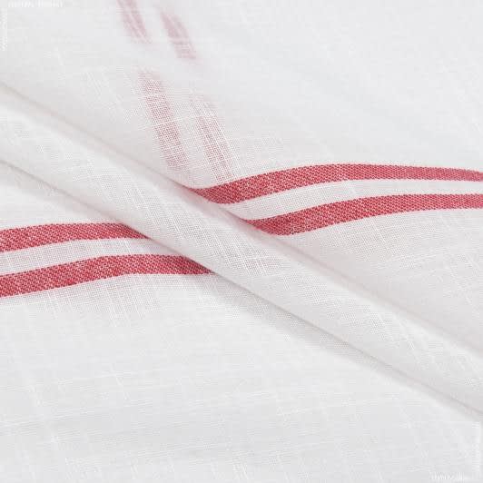 Тканини гардинні тканини - Тюль батист Тулум смуга червона з обважнювачем