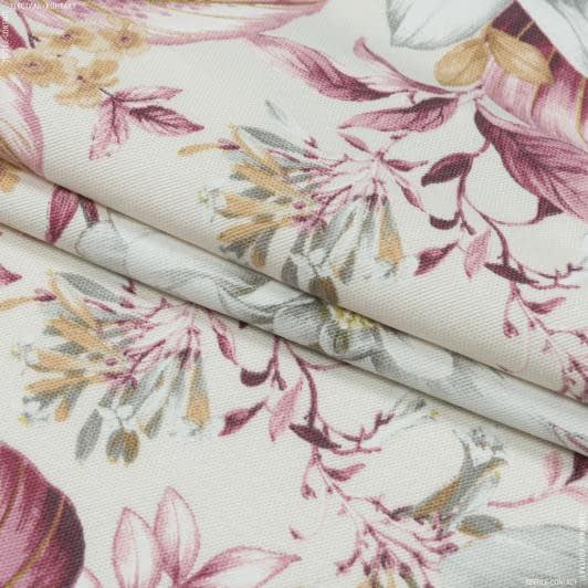 Ткани для дома - Декоративная ткань панама Ней цветы лилово-сизый,серый