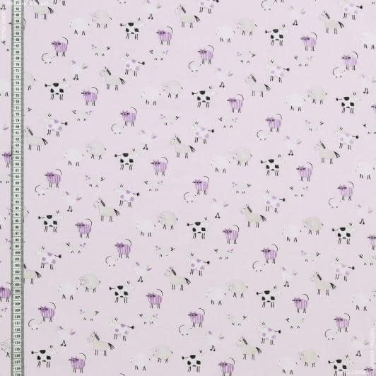 Ткани для детской одежды - Экокоттон зверушки розовый