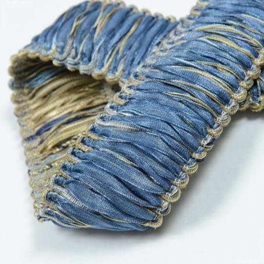 Тканини фурнітура для декора - Бахрома імеджен органза петля синьо-блакитний