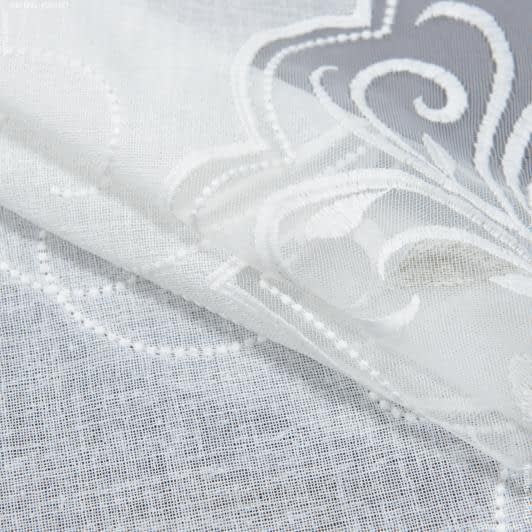 Ткани гардинные ткани - Тюль вышивка  Флорентина  молочный,оливка (купон)