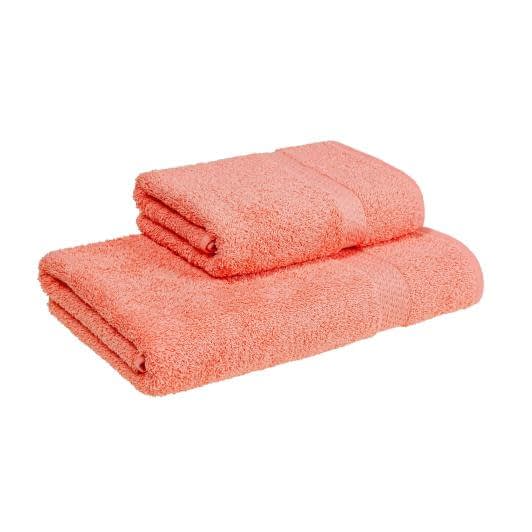 Ткани махровые полотенца - Полотенце махровое с бордюром 70х140 персиковое