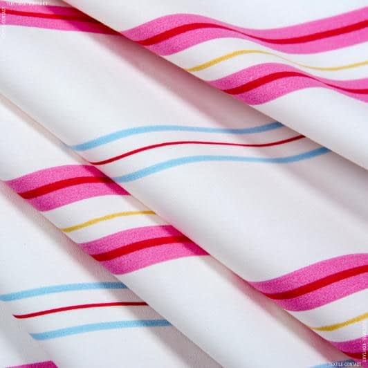 Ткани портьерные ткани - Декоративная ткань Тале полоса цвета молочный, розовый, голубой