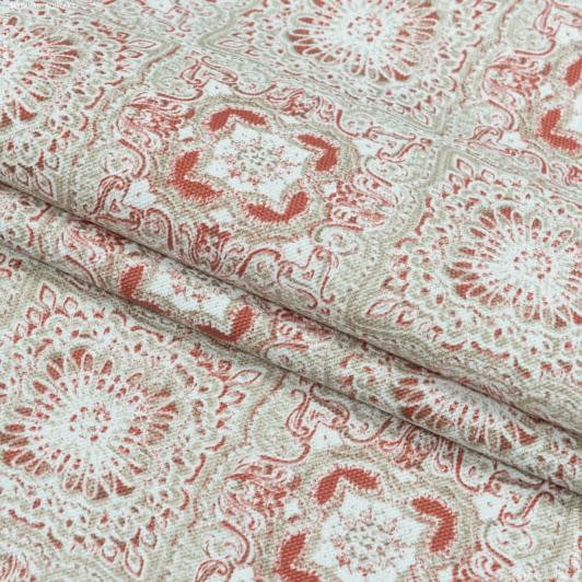 Тканини для дому - Декоративна тканина панама Сорен ромб-ажур червоний, теракотовий, бежевий