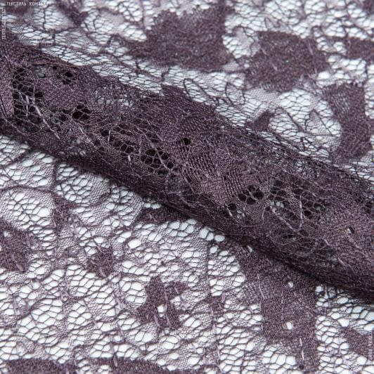 Тканини гардинні тканини - Тюль сітка Ажур блиск з фестоном колір сливовий