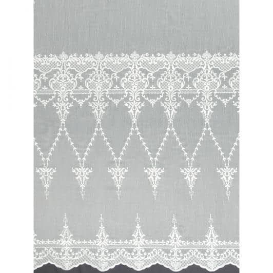 Ткани гардинные ткани - Тюль сетка вышивка Мей белая  с фестоном
