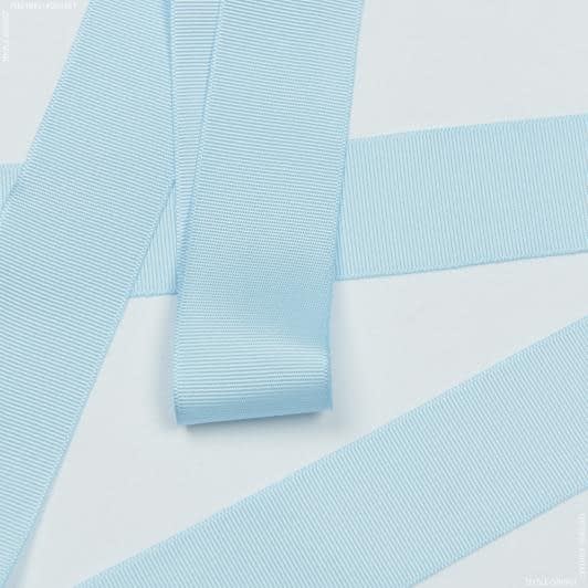 Ткани для декора - Репсовая лента Грогрен  голубая 41 мм