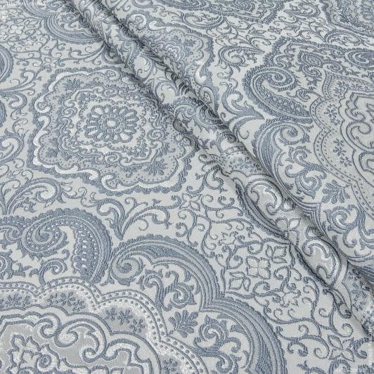 Тканини для декоративних подушок - Жакард Ардіс вензель сіро-блакитний