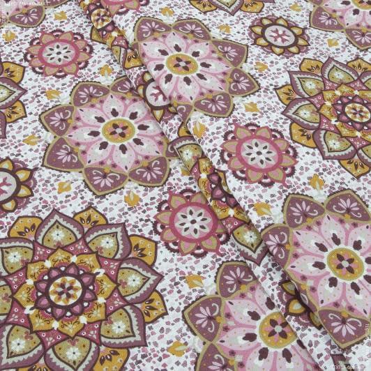 Тканини для декоративних подушок - Декоративна тканина Берта мандала колір фуксія, рожевий
