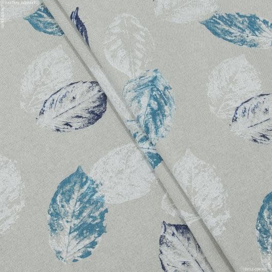 Ткани для рюкзаков - Декоративная ткань Поси листья бирюза, т.синий
