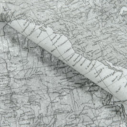 Ткани портьерные ткани - Декоративная ткань лонета Карта  мира /MAPA св.серый