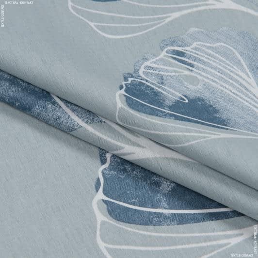 Тканини для постільної білизни - Бязь набивна ТКЧ гінко білоба сіро-блакитний