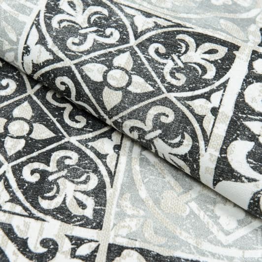 Тканини бавовняні сумішеві - Тканина з акриловим просоченням Маракеш сірий, чорний