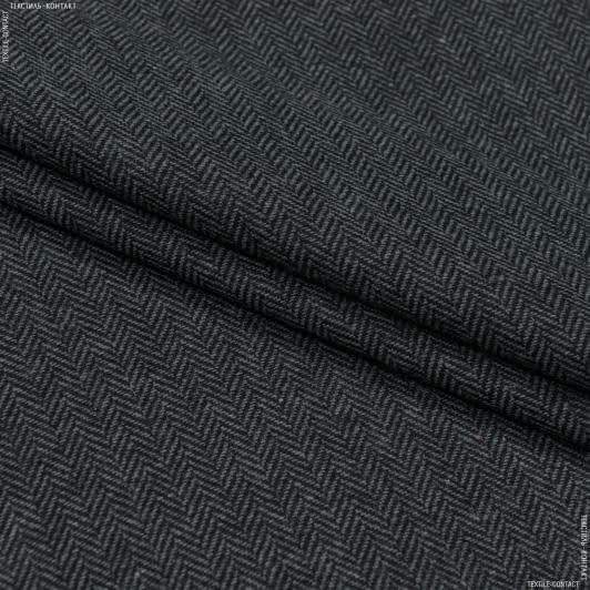 Ткани для мужских костюмов - Костюмный твид  елка черный/серый