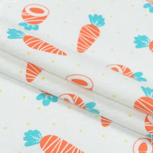 Ткани для сорочек и пижам - Фланель белоземельная детская морковка