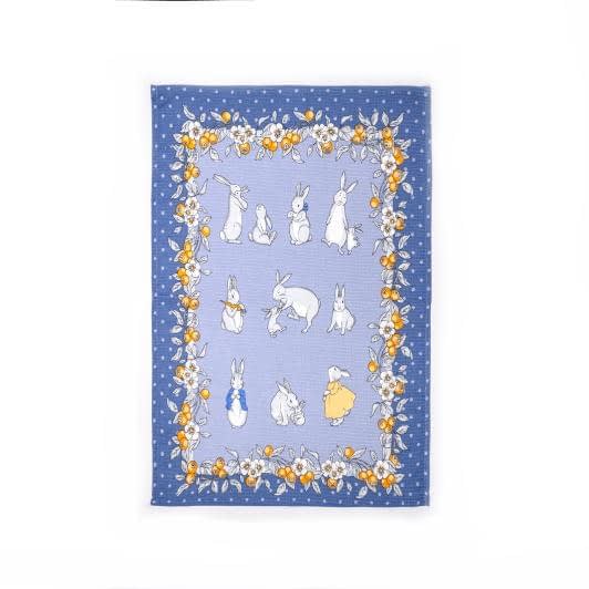 Тканини текстиль для кухні - Рушник вафельний великодні зайці 45х60 синій