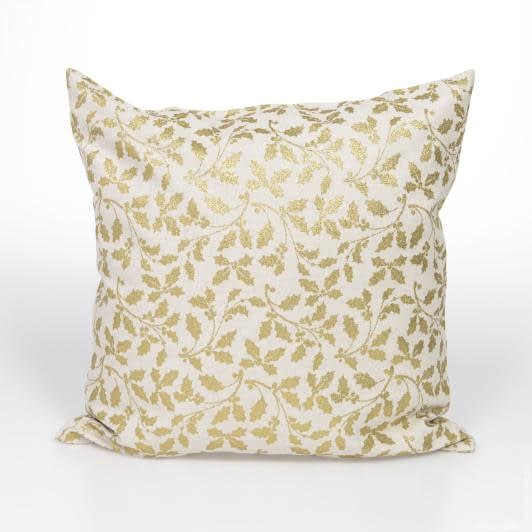 Тканини наволочки на декоративні подушки - Чохол на подушку Новорічний Ніпі листочки колір золото  45х45см (145037)