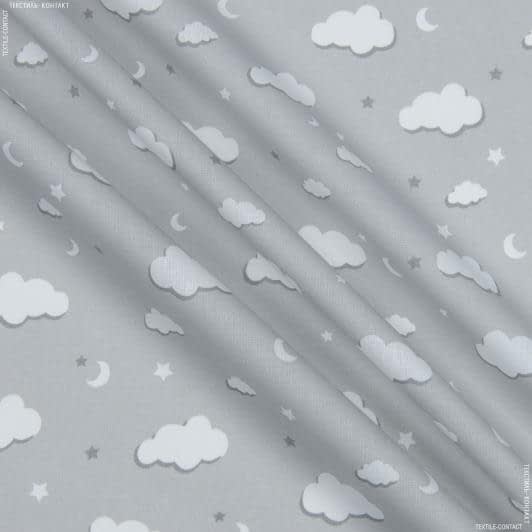 Тканини для постільної білизни - Бязь набивна хмаринки сіра