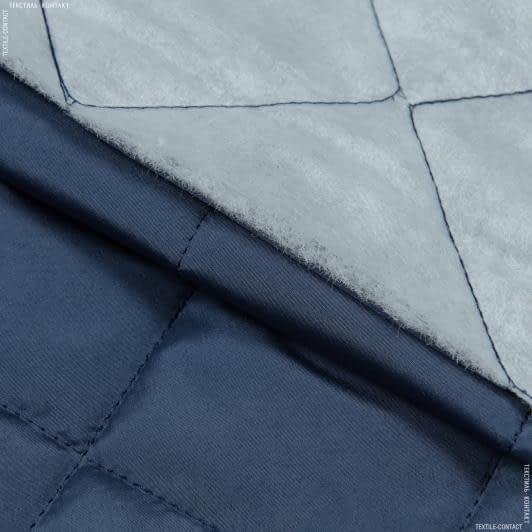 Ткани для верхней одежды - Плащевая Фортуна стеганая с синтепоном 100г/м 7см*7см темно-синяя