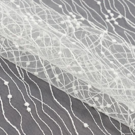 Ткани свадебная ткань - Тюль вышивка  Деметрия молочный блеск