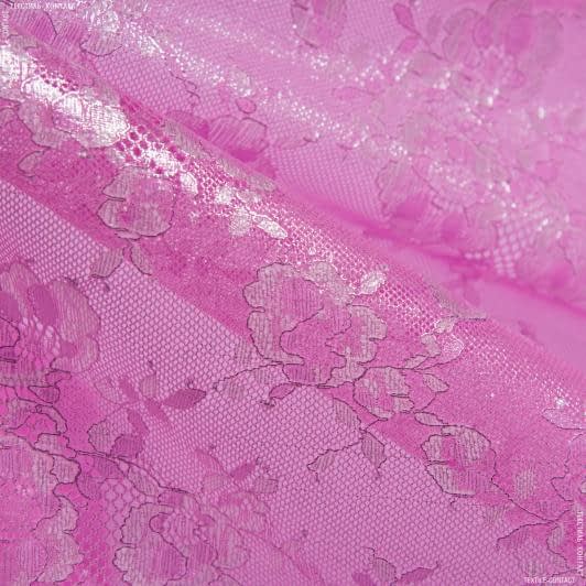 Ткани для платьев - Гипюр с напылением розовый