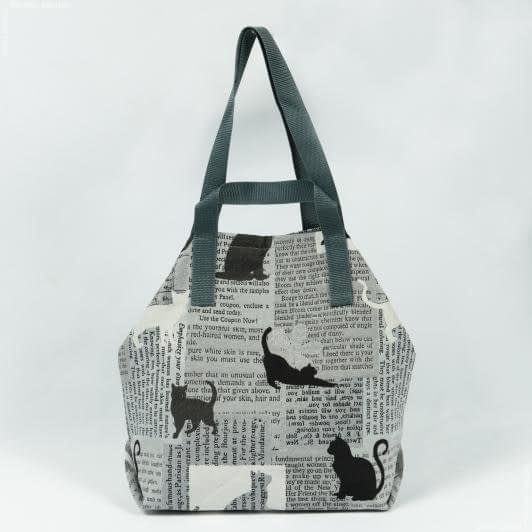 Ткани сумка шоппер - Сумка шоппер МАГЕЗИН/КОШКИ серый, черный 45х35 см