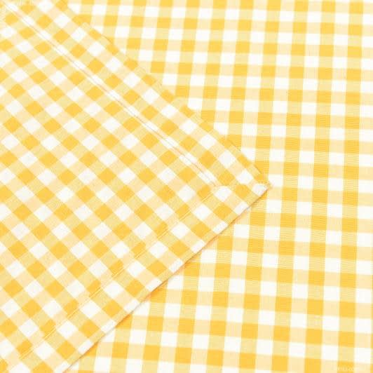 Тканини текстиль для кухні - Скатертина "ПЕПІТА" клітинка жовтий абрикос 140/180 см