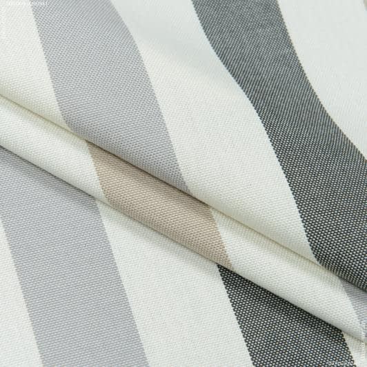 Тканини портьєрні тканини - Дралон Панама смуга /PANAMA крем, бежевий, сірий