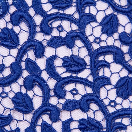 Тканини для банкетних і фуршетніх спідниць - Гіпюр з фестоном гілочки синій