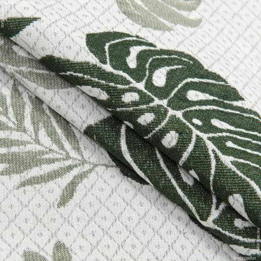 Ткани для мебели - Супергобелен Листья монстеры ромб зеленые