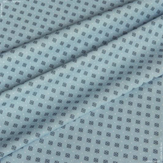 Ткани для детской одежды - Экокоттон магнолия фон серо-голубой